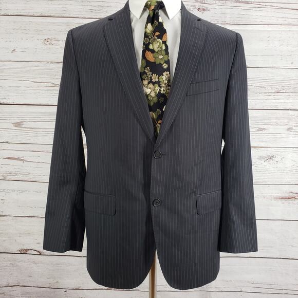 Daniel Cremieux Loro Piana Wool Dark Gray Striped Blazer Sportscoat 42R - Picture 1 of 15